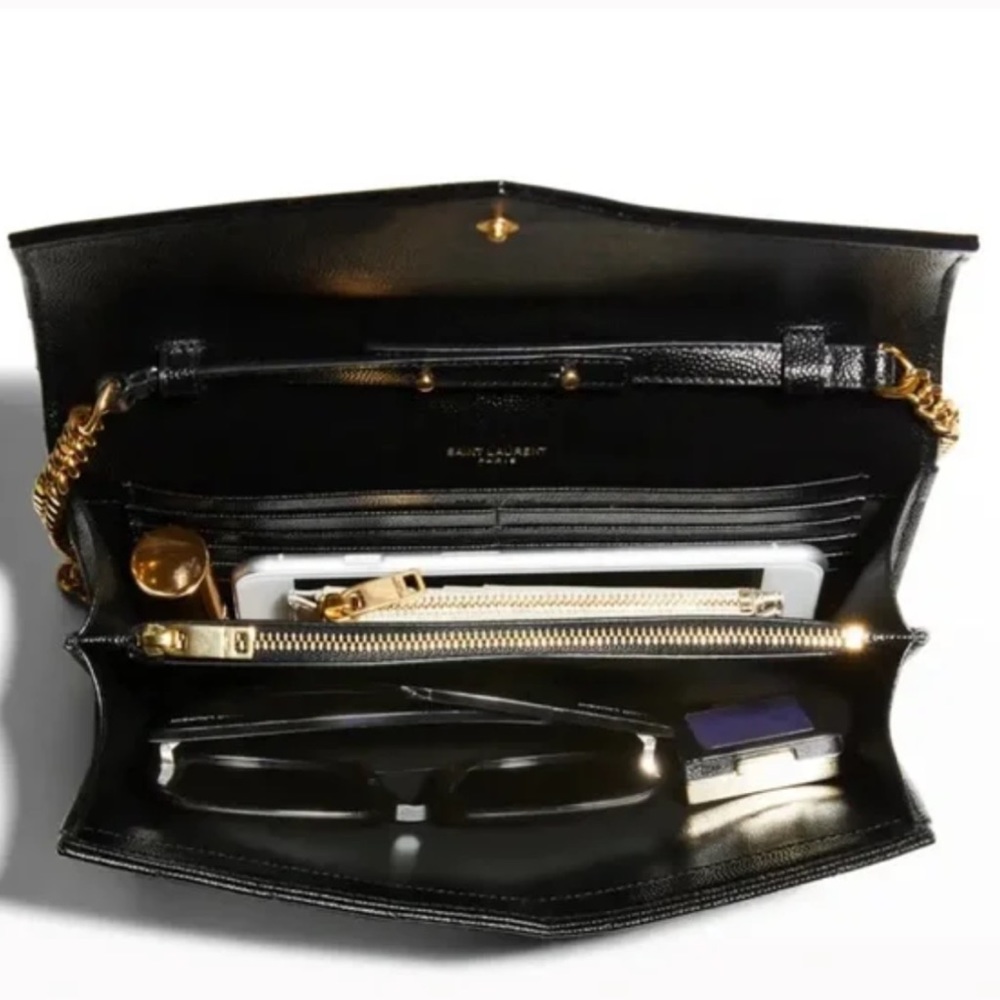 BNIB! MSRP$1995 YSL Saint Laurent Large Monogram Quilted Leather Wallet on Chain - Picture 9 of 16